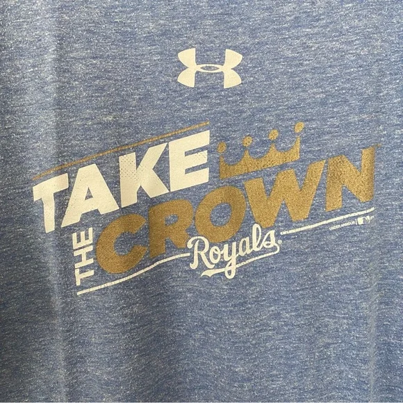 Under Armour Men's Size 2XL Kansas City Royals Blue White Gold Crew Neck T-Shirt - Picture 2 of 5